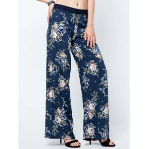 Swedish trousers decorated with a print in navy blue roses