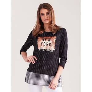 Blouse made of combined materials NEW YORK DREAMER black