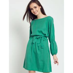Dress tied at the waist green