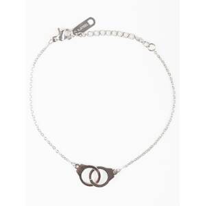Bracelet on a silver chain decorated with handcuff pendants