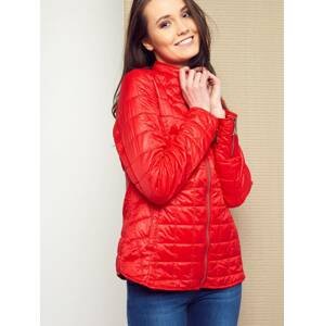 Quilted jacket with stand-up collar red