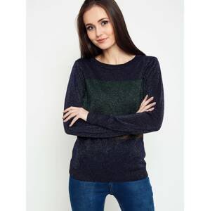 Lurex sweater with stripes navy blue