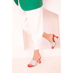 Soho Women's Red Satin Classic Heeled Shoes 17981