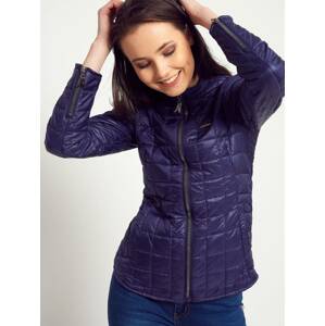 Quilted jacket with stand-up collar navy blue
