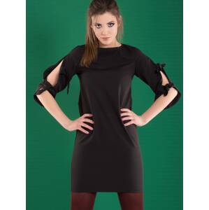Dress decorated with slit sleeves black