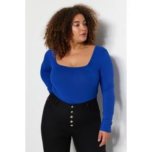 Trendyol Curve Blue Square Collar Knitted Body