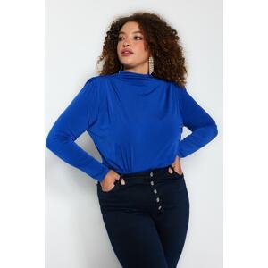Trendyol Curve Sax With Padded Knitted Knitted Blouse