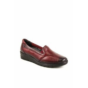 Forelli 25109 Women's Claret Red Leather and Bone Protrusions Special Comfort Shoes.