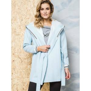 Lemonade coat decorated with white and black blue trimming