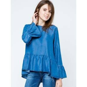 Euphora blouse a'la jeans fastened with buttons at the back blue