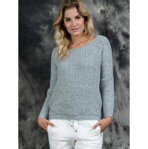 ONA fashion sweater with lace-up neckline on the back gray