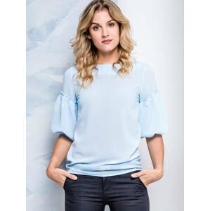 Blouse Novum with puffs at the sleeves blue