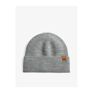 Koton Basic Knit Beanie Hat with a Layered Label Detail.