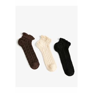 Koton Set of 3 Booties and Socks with Textured Pleats, Multicolor