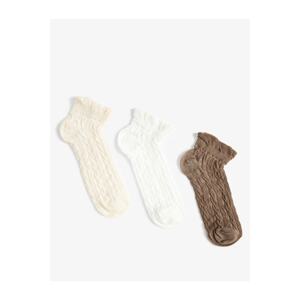 Koton Set of 3 Booties and Socks with Textured Pleats, Multicolor