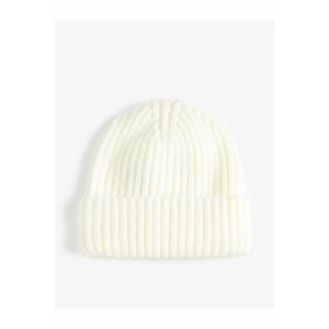 Koton Basic Knit Hat with Textured Fold Detail.