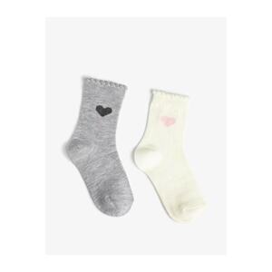 Koton Girls' 2-Pack Socks, Printed Cotton-Mixed