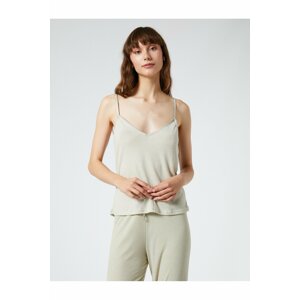 Koton Pajama Top with Thin Straps, V-neck Viscose Blend.