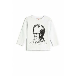 Koton Ataturk Printed T-Shirt Long Sleeved Crew Neck Cotton 100th Anniversary.