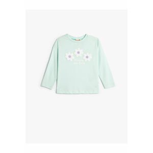 Koton Floral T-Shirt Crew Neck Long Sleeve Cotton