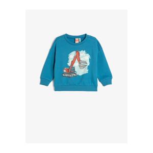 Koton Sweatshirt Printed Long Sleeved Crewneck Shark Cotton Cotton