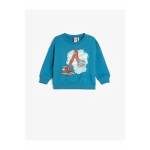Koton Sweatshirt Printed Long Sleeved Crewneck Shark Cotton Cotton