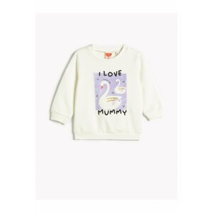 Koton Swan Printed Sweatshirt with Rayons Crew Neck Cotton