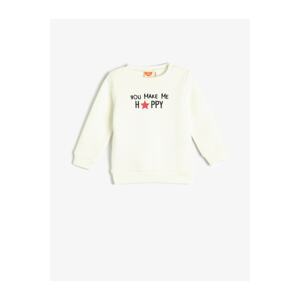 Koton Sweatshirt Long Sleeve Crew Neck Embroidered Detailed Cotton.