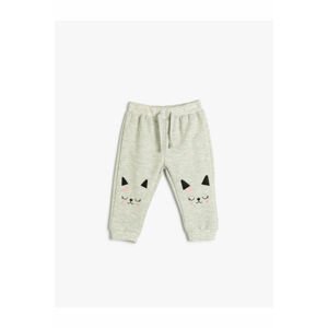 Koton Jogger Sweatpants Cat Printed Rayons Tie Waist