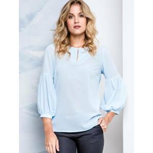 Blouse Novum with puffs at the sleeves blue