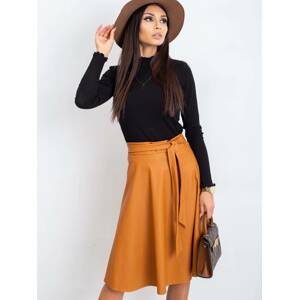 Flared skirt tied at the waist brown