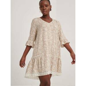 Beige flared dress with Blue Shadow lace