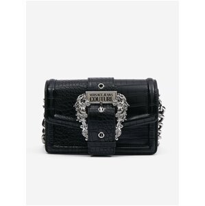 Black Ladies Handbag with Crocodile Pattern Versace Jeans Couture - Women