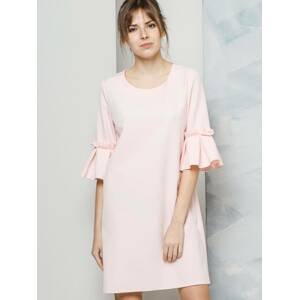 La Diva dress decorated with sleeves with wide pleats pink