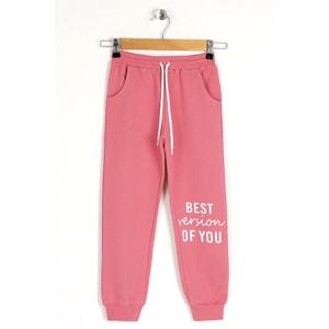 zepkids Girls Dried Rose Colored Best Version Of You Printed Sweatpants With Pocket.