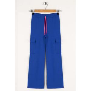 zepkids Girls' Sax-colored sweatpants with cargo pockets and wide legs.