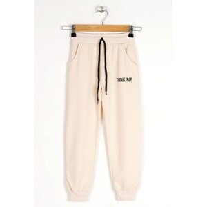 zepkids Boys' Stone-colored Think Big Printed Sweatpants with Elastic Legs.