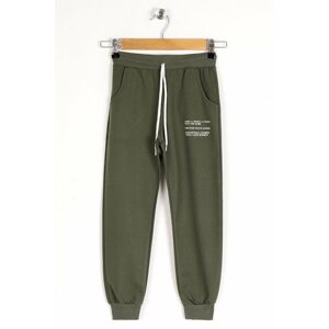 zepkids Boys' Khaki Colorful Basketball Champs Text Printed Sweatpants with Pocket.