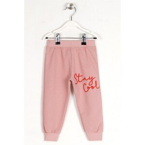 zepkids Girl's Light Pink Colored Stay Cool Printed Sweatpants with Elastic Legs