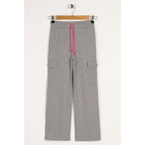 zepkids Girl Child Gray Sweatpants with Cargo Pocket and Wide Legs.