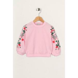 zepkids Girl's Powder Colored Raglan Sleeve Floral Print Sweatshirt.