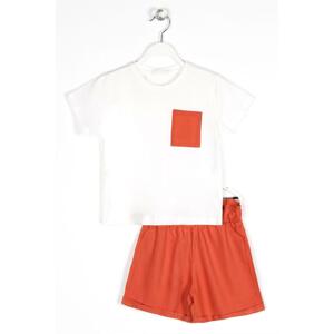 zepkids Girl's Ecru, Tan Colored Shorts Set with Front Pocket Detail.