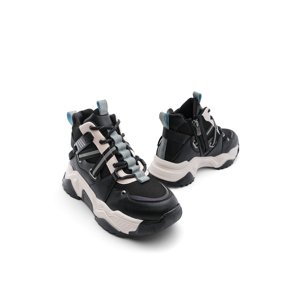 Marjin Women's Sneakers Thick Sole Lace-up Ankle Sneakers Anesya Black.