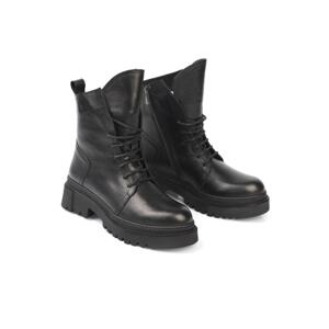 Capone Outfitters Capone Women's Genuine Leather Zippered Side Lace-Up Boots.