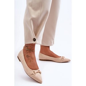 Noldaia Decorated Suede Beige Ballerinas