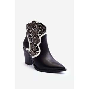 Women's snake boots leather cowgirls black and white Leara
