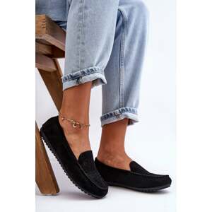 Women's Suede Moccasins Black Molly