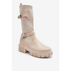 Women's insulated boots with stocking Beige Abroze