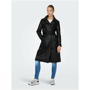 Black Women's Leatherette Coat JDY Vicos - Ladies