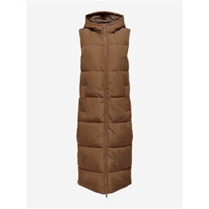 Brown Women's Long Quilted Vest JDY Thunder - Women